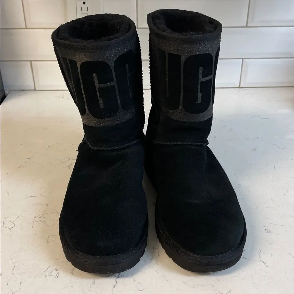 UGG Women's Classic Short Boot - Sparkles Size 9 - Black